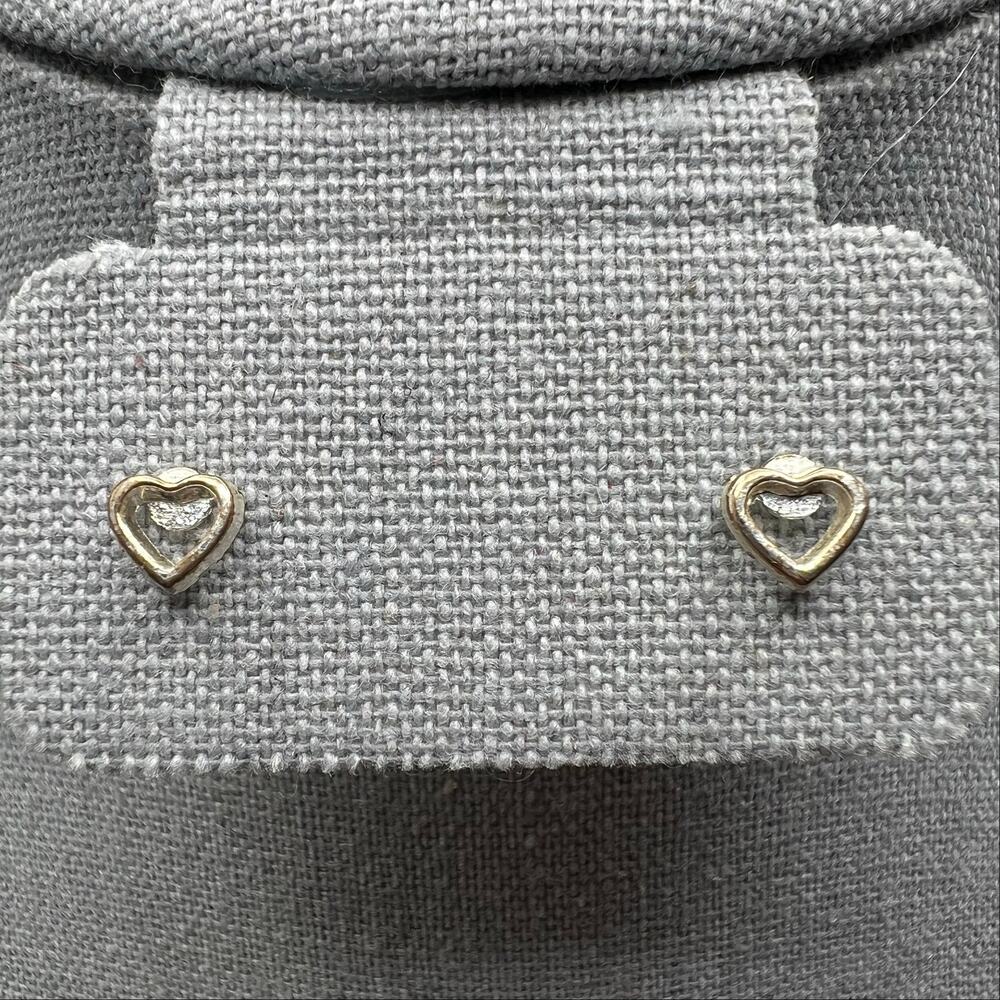 Silver Tone Heart Stud Earrings